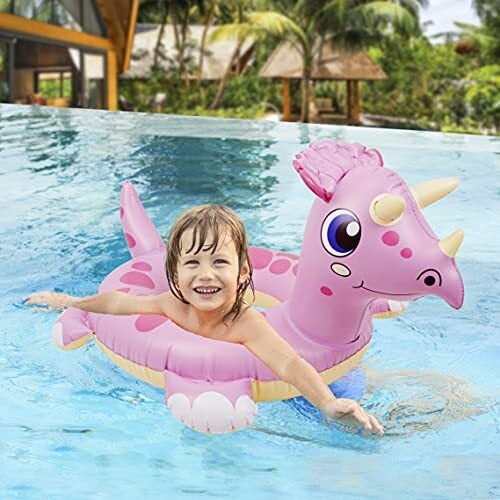KATAKA Inflatable Dinosaur Pool Float For Kids Water Fun Floaties Swimming Pool Ring Float Has Unique Squeeze To Squeak Tail Lounge Pool Raft CapCityOutlet